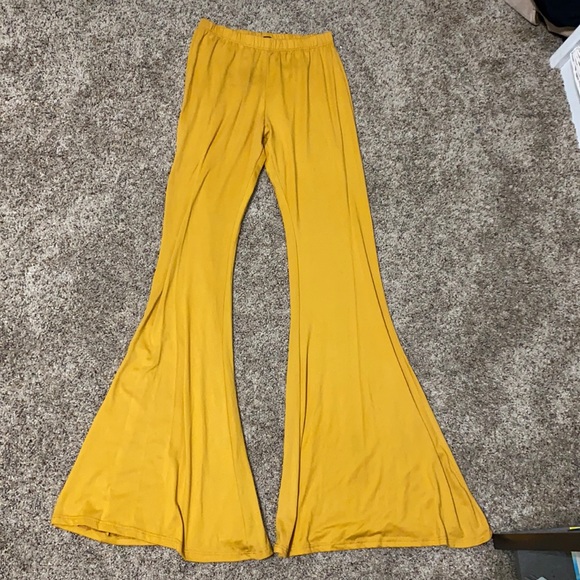 yellow flowy pants